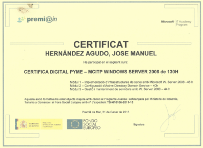 Certificado MCITP Windows Server 2008