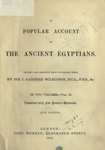 27  A popular account of the ancient Egyptians Vol. 2, by Wilkinson, John Gardner, Sir (1871)