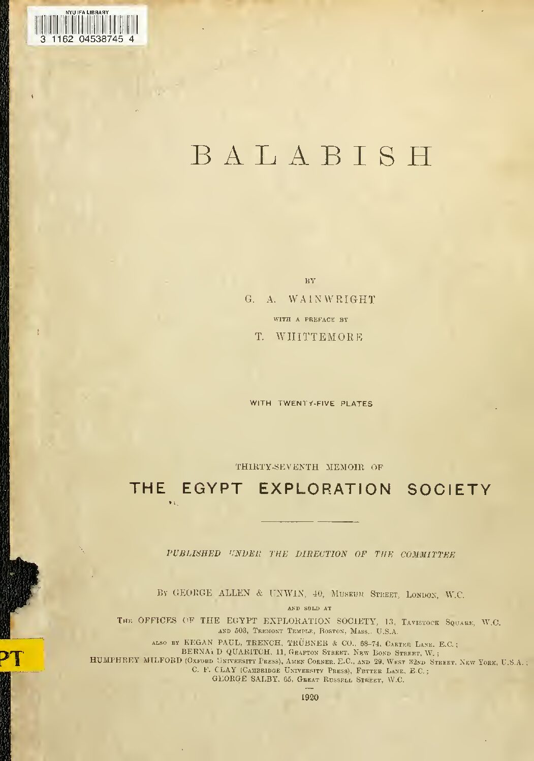Balabish by G. A. Wainwright (1920) — G. A. Wainwright