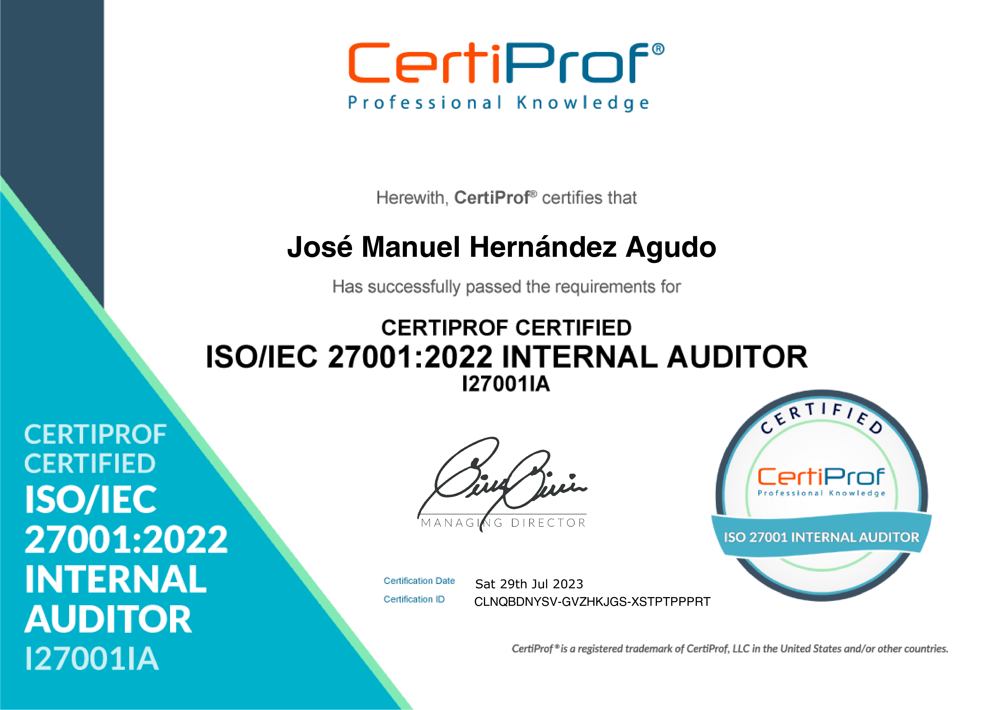 2023 CertiProf ISO 27001:2022 Internal Auditor