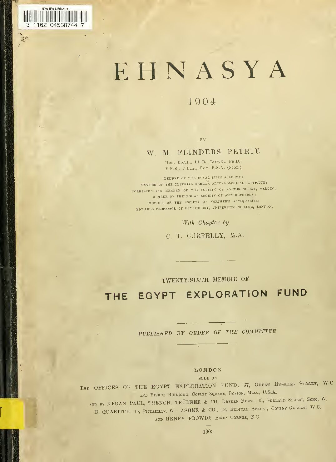 Ehnasya, 1904 by W. M. F. Petrie (1905) — W. M. F. Petrie