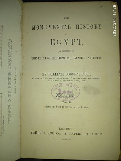 The monumental history of egypt Vol 2 by Willian Osburn RSL 1854